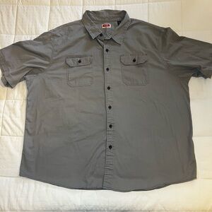 Wrangler Button Up Shirt Men's 3XL Workwear Cabincore Short Sleeve Gray